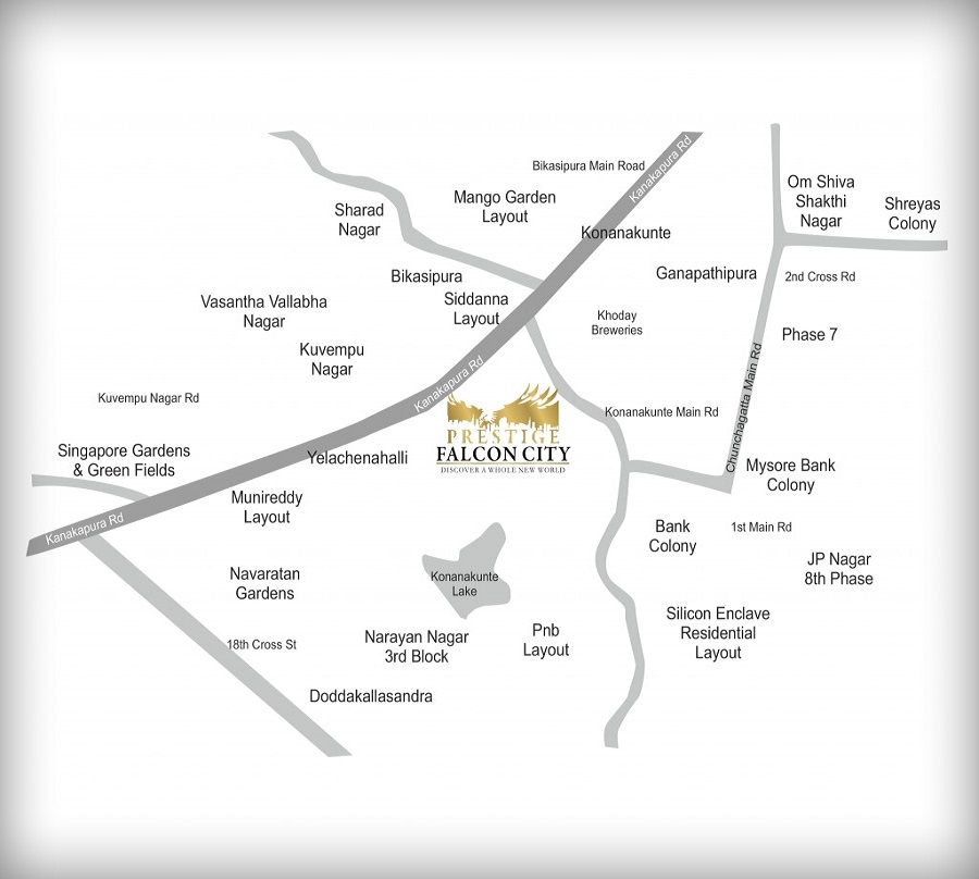 Prestige Falcon City Location Map